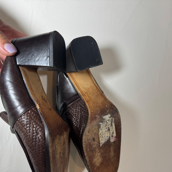 Ingledews Spain Women Brown Leather Woven Block Heel Mule 6 6.5 Preppy Academia - Picture 5 of 9